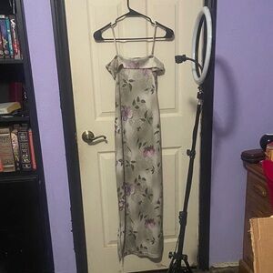 street code green floral slip dress (s: small)